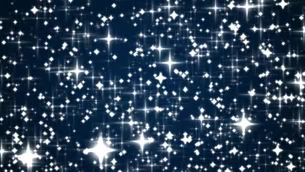 豪華さと幸せな休日の背景 シルバー輝く輝き 星とダークブルーの背景テクスチャに魔法の輝き 星空の夜空としての星の塵粒子 魅力と休日のデザイン — ストック動画