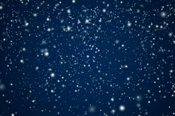 Kış Tatilleri Kış Arkaplanı Koyu Mavi Zemine Düşen Beyaz Kar — Stok fotoğraf