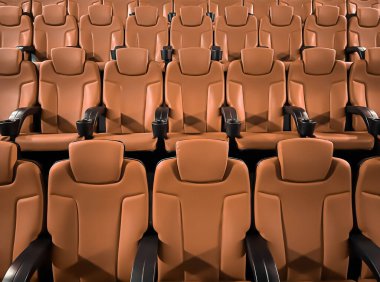 Sinema ve eğlence, TV şovu için boş kahverengi sinema koltukları ve film endüstrisi markalaşması