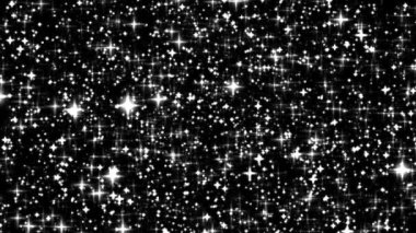 Gümüş bayram parıltısı ve ışıltılı örtüsü, VFX yıldızları ve siyah arka planda sihirli parıltı dokusu, yıldızlı uzay gecesi olarak yıldız tozu parçacıkları, tatil tasarımı için lüks ve cazibe. Yüksek kalite 4k