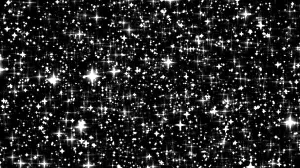 银光闪闪的假日光彩夺目的覆盖 Vfx星和神奇的光芒质感的黑色背景 星尘粒子的星空夜晚 奢华和迷人的假日设计 高质量4K — 图库视频影像