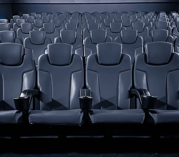stock image Cinema and entertainment, empty dark movie theatre seats for tv show streaming service and film industry production branding