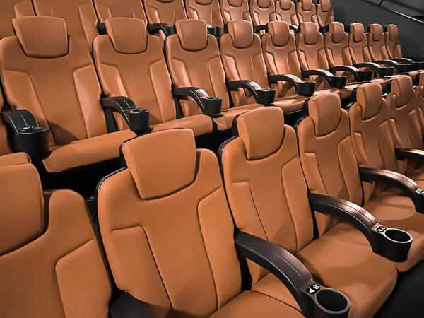 stock image Cinema and entertainment, empty brown movie theatre seats for tv show streaming service and film industry production branding