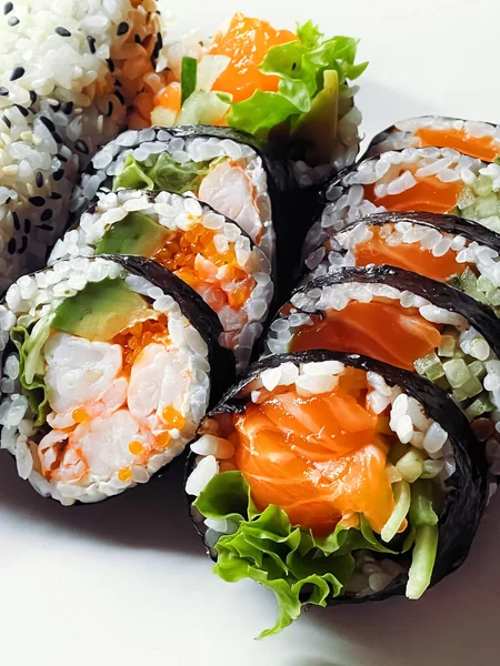 Comida Dieta Sushi Japonés Restaurante Cocina Asiática Como Comida Para — Foto de Stock