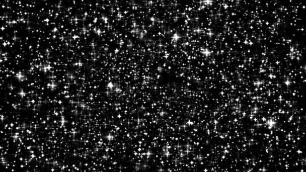 Gümüş Bayram Parıltısı Işıltılı Örtüsü Vfx Yıldızları Siyah Arka Planda — Stok video