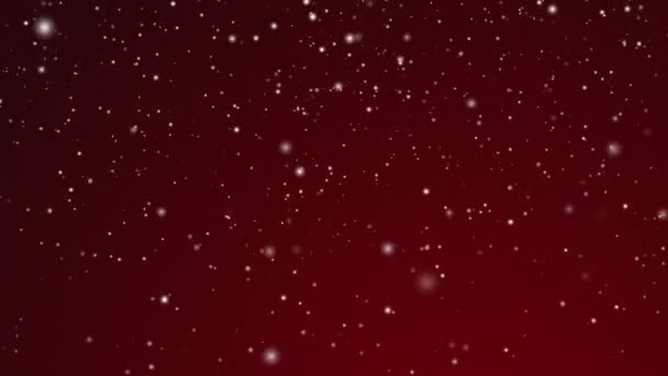 冬の休日や冬の背景 お祝いの赤い背景に落ちる白い雪 雪の結晶ボケとクリスマス バレンタインデーや雪の休日のデザインのための抽象的な雪のシーンとして粒子 — ストック動画