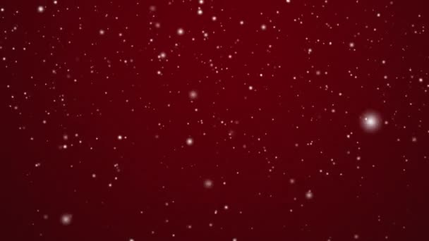 Winterurlaub Und Winterhintergrund Weißer Schnee Auf Festlich Rotem Hintergrund Schneeflocken — Stockvideo