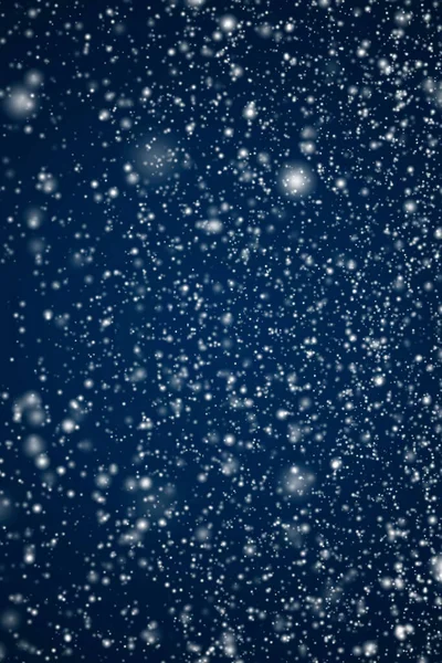 Zimowe Wakacje Zimowe Tło Biały Śnieg Padający Ciemnoniebieskie Tło Płatki — Zdjęcie stockowe