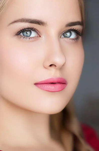 Belleza Maquillaje Cuidado Piel Retrato Facial Mujer Hermosa Con Peinado — Foto de Stock