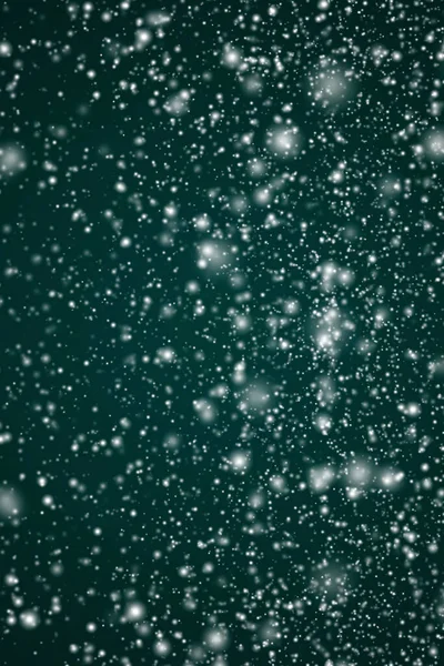 Зимові Канікули Зимовий Фон Білий Сніг Падає Святковий Зелений Фон — стокове фото