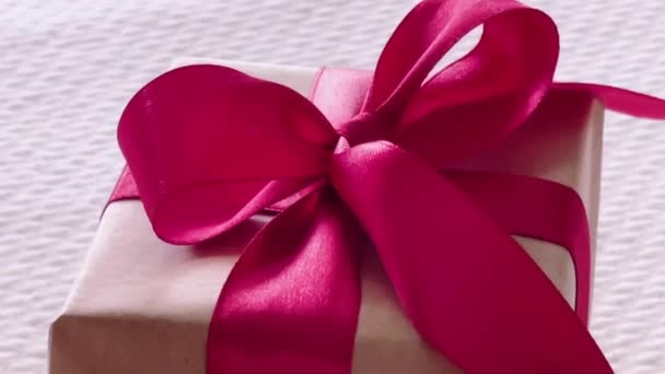 Подарунки Подарунки Рожевими Стрічками Різдво Свята — стокове відео