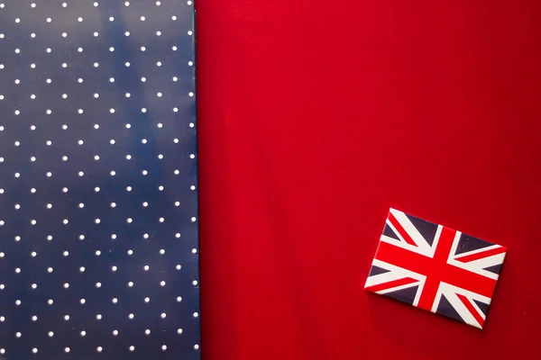 Abstract Flat Lay Backdrop United Kingdom Flag Red Blue Polka — Fotografia de Stock