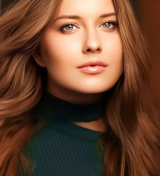 Účes Krása Péče Vlasy Krásná Žena Dlouhými Zdravými Vlasy Brunetka — Stock fotografie
