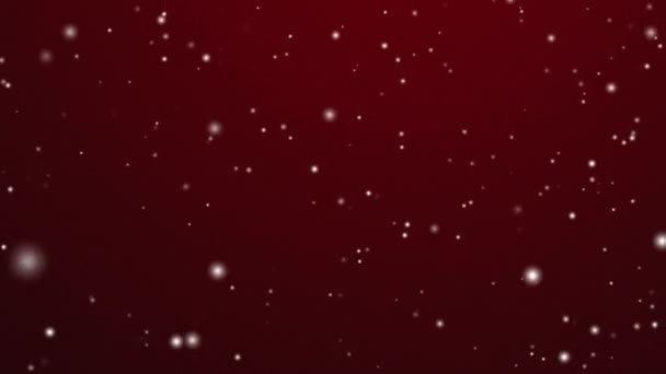 寒假和寒假的背景 雪白的雪落在喜庆的红色背景上 雪花飞舞 微粒成为圣诞节 情人节和雪天设计的抽象雪景 — 图库视频影像