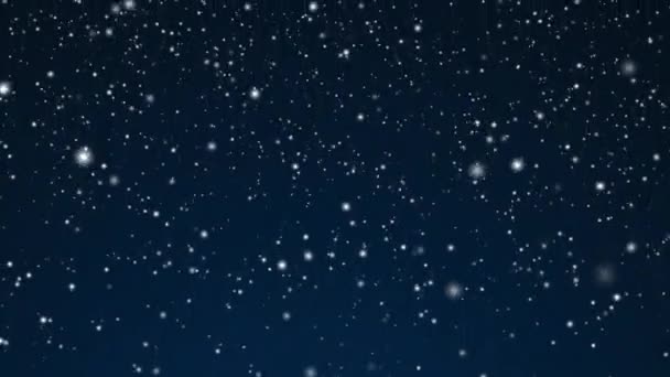 Wintervakantie Winterse Achtergrond Witte Sneeuw Donkerblauwe Achtergrond Sneeuwvlokken Bokeh Sneeuwvlokken — Stockvideo