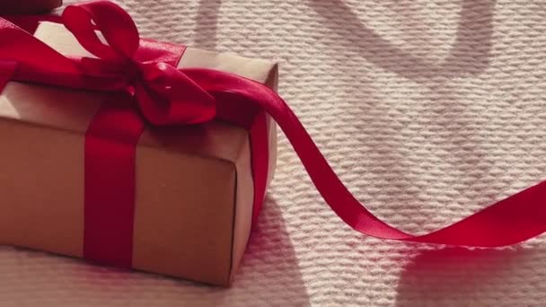 Gifts Presents Red Ribbons Christmas Holidays — Stock Video