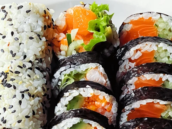 Comida Dieta Sushi Japonés Restaurante Cocina Asiática Como Comida Para — Foto de Stock