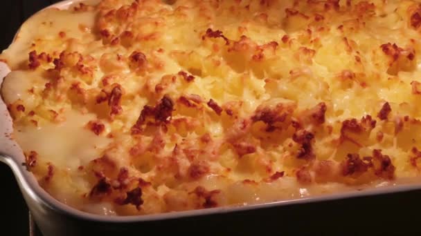 Cooking Comfort Food Traditional English Cuisine Fish Pie Baking Oven — Stock Video