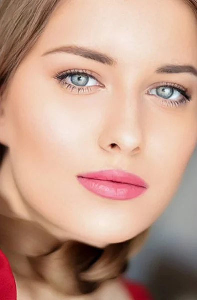 Beleza Maquiagem Cuidados Com Pele Retrato Facial Mulher Bonita Com — Fotografia de Stock