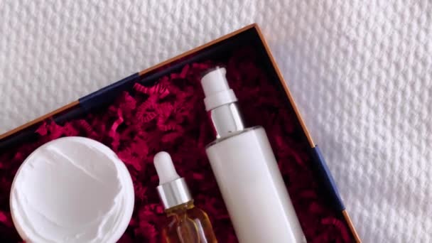 Pacote Assinatura Caixa Beleza Produtos Cuidados Com Pele Luxo Spa — Vídeo de Stock