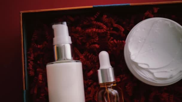 Güzellik Kutusu Abonelik Paketi Lüks Cilt Bakım Ürünleri Spa Kozmetik — Stok video