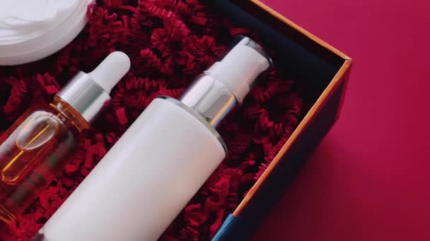 Beauty Box Abonnemang Paket Och Lyxiga Hudvårdsprodukter Spa Och Kosmetisk — Stockvideo