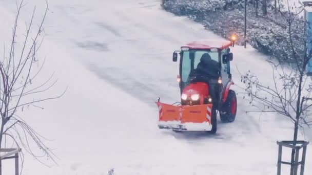 Snow Removal Machine Cleaning Roads Winter Snowing Weather Conditions — Video