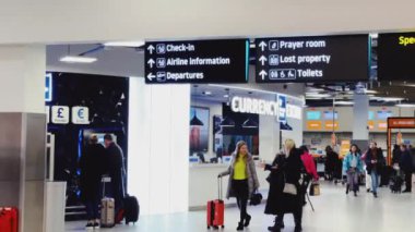 Luton, Bedfordshire, England, United Kingdom circa January 2023: Departures and check-in at London Luton Airport