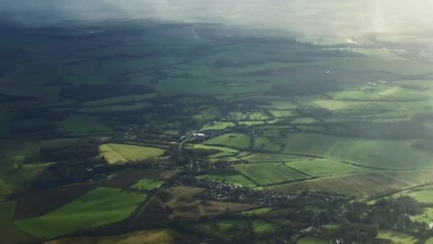 Aerial View Rolling Hills English Countryside Landscape Beautiful Nature Rural — Video Stock