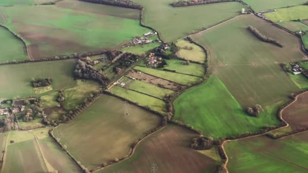 Aerial View Rolling Hills English Countryside Landscape Beautiful Nature Rural — Vídeo de Stock