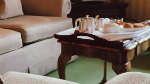English Tea Breakfast Served Classic Interior Room England United Kingdom — Vídeo de Stock