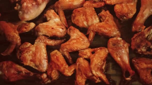 Chicken Wings Being Roasted Oven — Video Stock