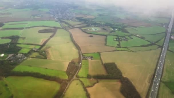 Aerial View Rolling Hills English Countryside Landscape Beautiful Nature Rural — Video
