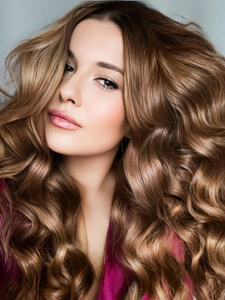 Beautiful Woman Curly Volume Hairstyle Long Luxurious Hair Beauty Make Royalty Free Stock Photos
