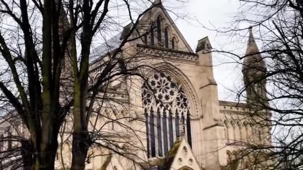 Beautiful Saint Albans Cathedral Hertfordshire England United Kingdom — Stock Video