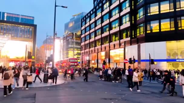 Londýn Velká Británie Cca Říjen 2023 Londýnské Městské Ulice Večerních — Stock video