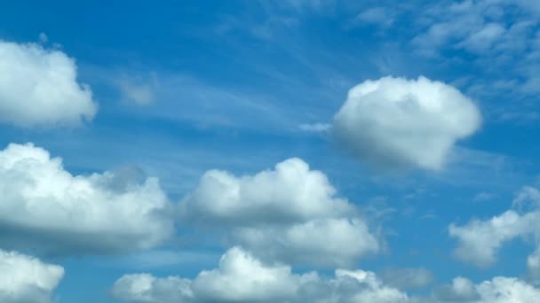 Céu Azul Com Nuvens Macias Fofas Capturando Essência Tranquilidade Campo — Vídeo de Stock