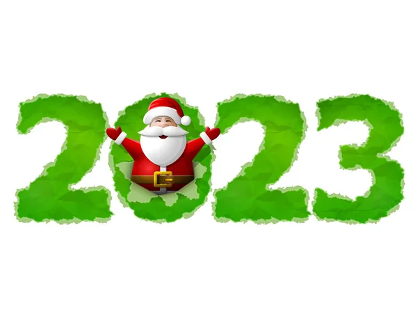 New Year 2023 Crumpled Paper Isolated White Background Santa Claus — Stock Vector