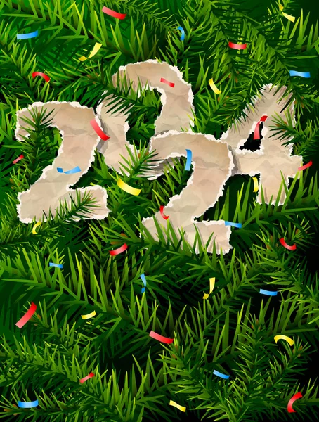 New Year 2024 Crumpled Paper Pine Twigs Paper Year Numbers — Stock Vector