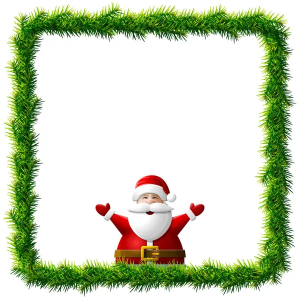 Marco Navidad Con Santa Claus Cintura Con Las Manos Alto — Vector de stock