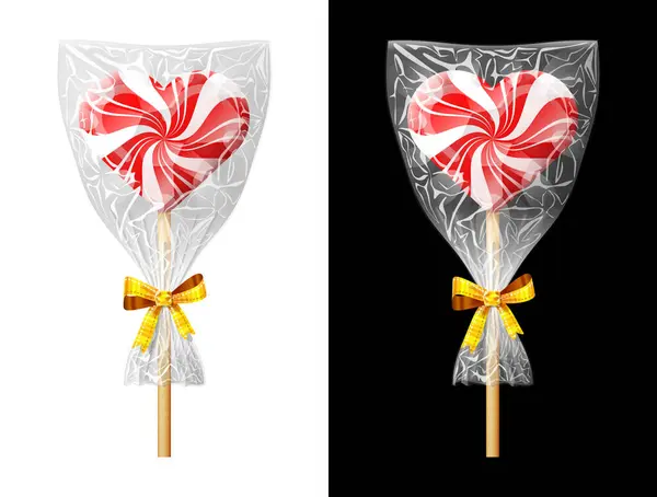 Heart Shaped Candy Stick Plastic Wrapper Bow Festive Wrapped Red Royalty Free Stock Illustrations