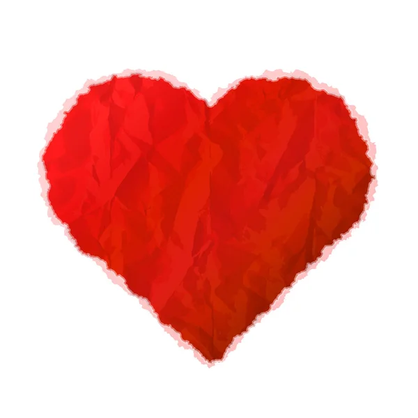 Hjärtsymbol För Skrynkligt Papper Isolerad Vit Bakgrund Rött Papper Hjärttecken Stockillustration