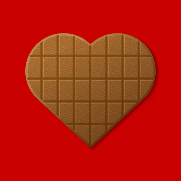 Σοκολάτα Γάλακτος Σχήμα Καρδιάς Γλυκιά Σοκολατένια Καρδιά Απομονωμένη Κόκκινο Φόντο Διάνυσμα Αρχείου