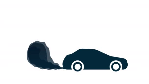 汽车排气的动画 烟的云彩 — 图库视频影像