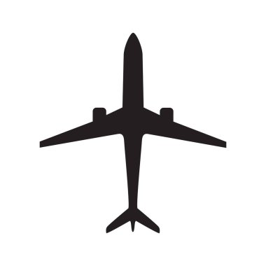 Yukarıdan gelen uçak silueti simgesi.