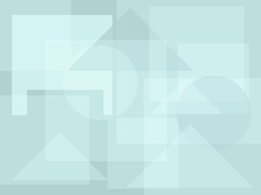 Yumuşak soyut arkaplan kare, yuvarlak ve üçgen şekillerle, açık mavi, nane ve turkuazın sıcak pastel tonlarını birleştirerek.