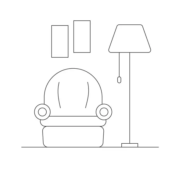 İçerisi ince çizgilerle çalışan bir koltuktan, bir lambadan oluşuyor..