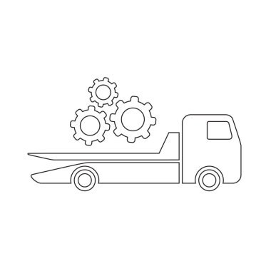 Çekici Araç Simgesi İnce Hat Biçimli Araba Bakımı ve Tamir Sembolü Mekanik Yardım ve Yol Kenarı Yardım Vektörü İllüstrasyonu