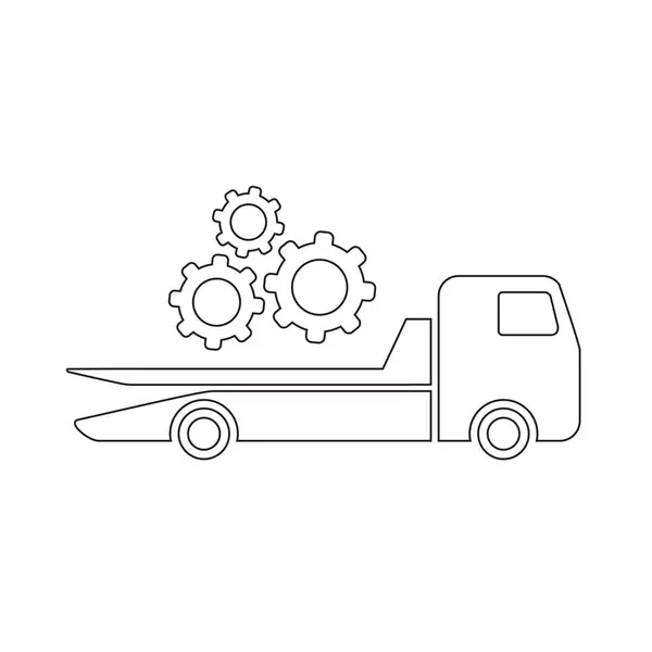 Çekici Araç Simgesi İnce Hat Biçimli Araba Bakımı ve Tamir Sembolü Mekanik Yardım ve Yol Kenarı Yardım Vektörü İllüstrasyonu