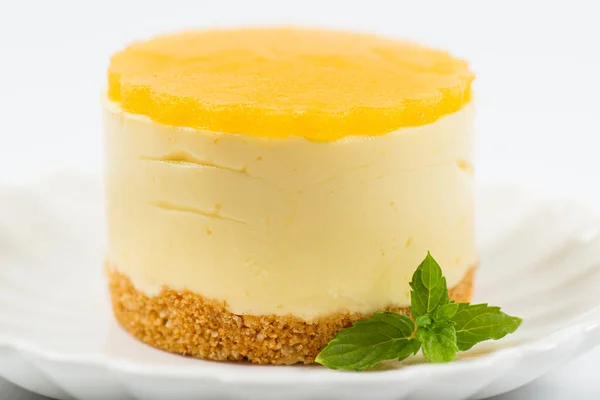 Creamy Petite Mango Cheesecake Mango Jelly Wholewheat Biscuit Crumb Base Stock Picture